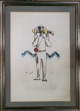 Pietro Morando "Il pastore" - Litografia acquerellata su carta - es. 33/75 -...