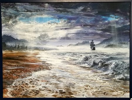 Mauro Pani "Il veliero" - Acrilico su tela - cm 60x80 - Firma dell'artista in...