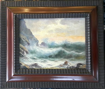 Guido Odierna "Mareggiata a Capri" - Olio su cartone telato - cm 24x30 -...