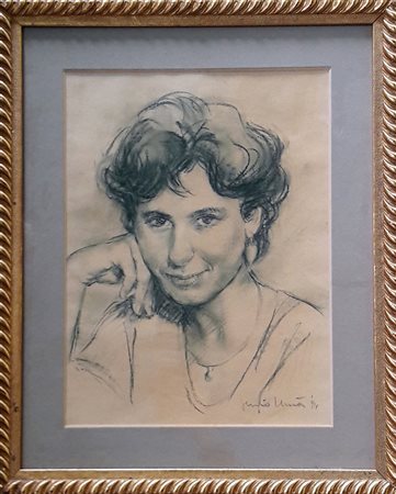 Sergio Unia "Ritratto" - 1994 - Carboncino su carta - cm 40x30- Firma...