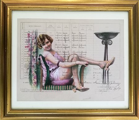 Titti Garelli "Ricordi" - Tecnica mista su cartoncino - cm 26x33,5 - Firma...
