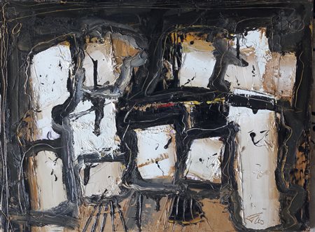 Giorgio Flis "Composizione" - Olio su tela - cm 60x80 - Firma dell'artista in...