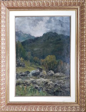 Mario Viani "Paesaggio montano" - Olio su tavola - cm 46x32 - Firma...