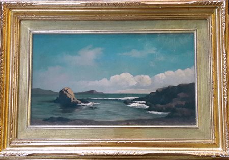 Gino Romiti "Scoglio della Ballerina (Livorno)" - 1920/25 - Olio su tavola -...