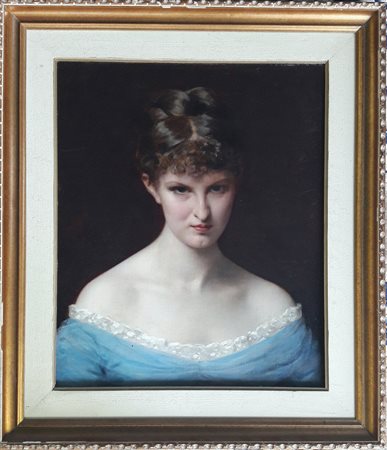 Édouard Alexandre Sain "Ritratto di donna" - 1873 - Olio su tela - cm 56x45 -...