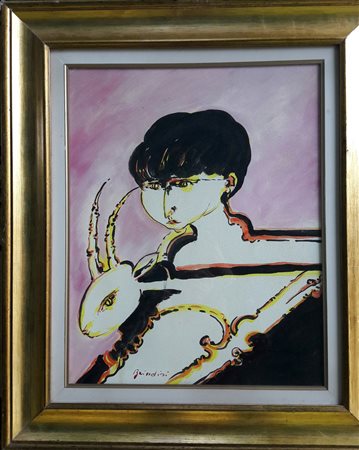 Remo Brindisi "Pastorale" - olio su tela - cm 50x40 - Firma dell'artista in...