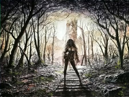 Mauro Pani "Amazzone" - Acrilico su tela - cm 60x80 - Firma dell'artista in...