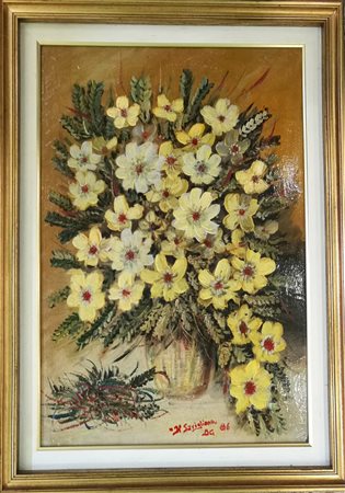 Il Savigliano "Vaso di fiori" - 1986 - Olio su tela - cm 60x40 - Firma...