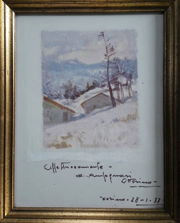 Ottorino Campagnari "Paesaggio" - 1977 - Acquerello su carta - cm 24,5x19 -...