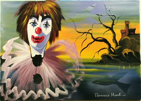 Romano Mussolini "Pagliaccio" - Olio su tela - cm 50x70 - Firma dell'artista...