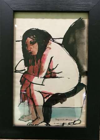 Francesco Tabusso "donna seduta" Guace su carta cm30x20 autentica...