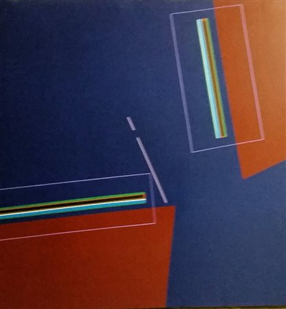 Martino Mazzoleni "Composizione" 1979 acrilico su tela cm 70x70 Certificato...
