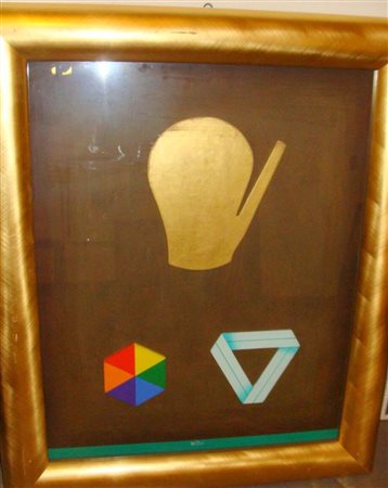 LUCIO DEL PEZZO “Alchemica” Collage,colore acrilico,oro in foglie su legno...