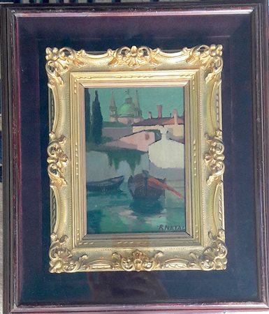 Renato Natali "Paesaggio" - Olio su cartoncino - cm 20x14 - Firma...
