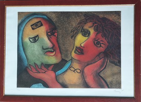 Enrico Baj "Amanti" - Acquaforte acquatinta - cm 70x100 - Es. XVII/XXXV -...