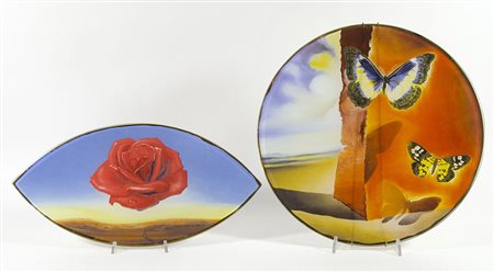 Salvador Dalì Spagna 1904-1989 Lotto di 2 piatti in vetro della serie Goebel...