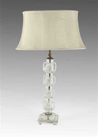 Lampada da tavolo in vetro con paralume, base in cristallo. Murano, anni '50....