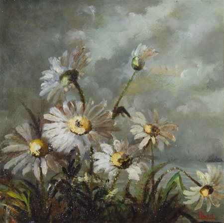 Pittore del '900 "Fiori" cm. 23x23 - olio su compensato