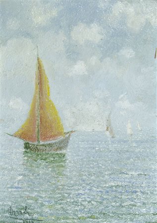 Pittore del '900 "Barchetta" cm. 23x16 - olio