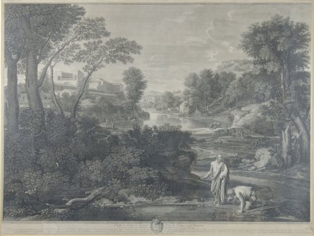 Lotto di 2 grandi incisioni francesi incorniciate. tot cm. 78x95.