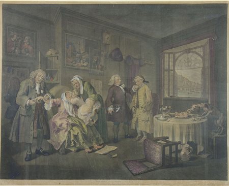 Lotto di 2 incisioni francesi a colori, incorniciate. tot cm.69x81.