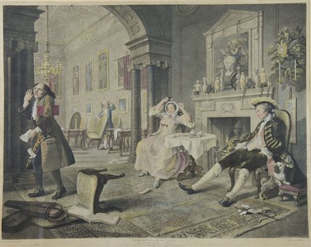 Lotto di 2 incisioni francesi a colori, incorniciate. tot cm.69x81.