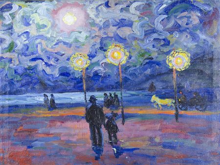 Adolfo Levier Trieste 1873-1953 "Trieste, serata sulle Rive" (fine anni '20)...