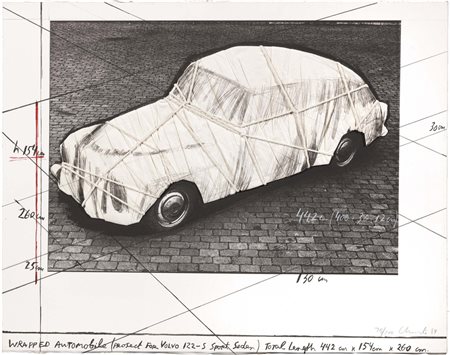 Christo, Gabrovo 1935, Wrapped Automobile Volvo, 1984, Collage 3D e...