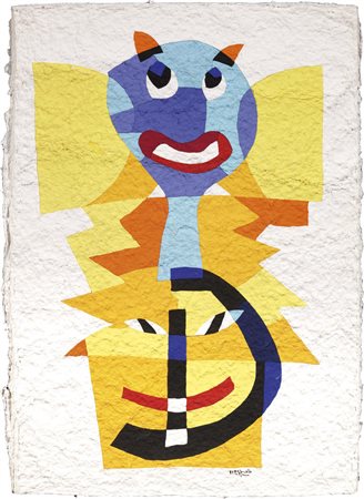 Ugo Nespolo, Mosso (Bi) 1941, Cuore fiorito, 2005, Soft painting, cm. 100x70,...