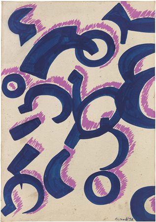 Carla Accardi, Trapani 1924 - Roma 2014, Blu lilla, 1997, Tecnica mista su...