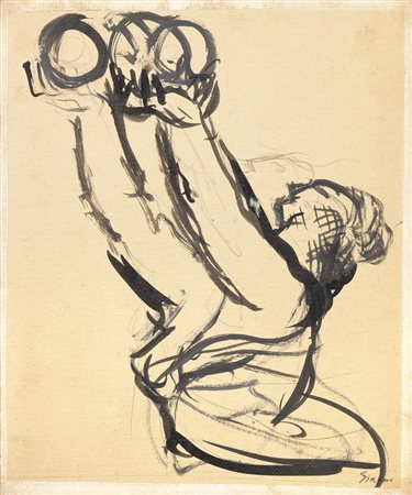 Mario Sironi, Sassari 1885 - Milano 1961, Nudo di donna, Inchiostro e matita...