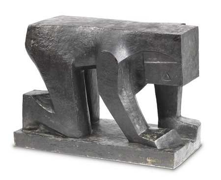 Umberto Milani, Milano 1912 - 1969, Lavandaia, 1949, Scultura in bronzo, cm....