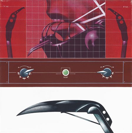 Sergio Sarri, Torino 1938, Test - 31 bat, 1973, Olio su tela, cm. 65x65,...