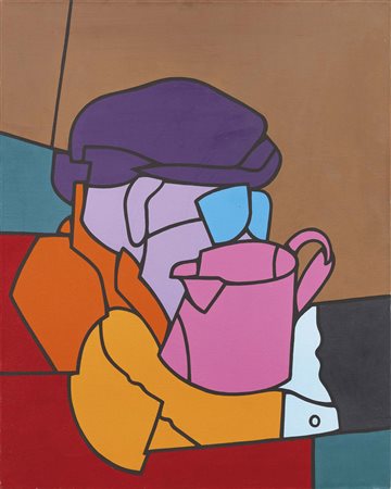 Valerio Adami, Bologna 1935, Playback, 1971, Acrilico su tela, cm. 92,5x73,5,...