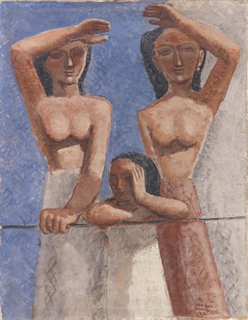 Massimo Campigli, Berlino 1895 - St.Tropez 1971, Donne al sole (L'attesa),...