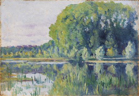 Maximilien Luce, Parigi 1858 - 1941, Moulineaux, l'Etang, (1900-05 ca.), Olio...