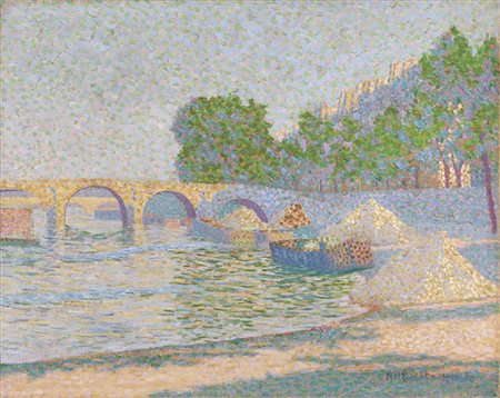 Jean Metzinger, Nantes 1883 - Parigi 1956, Péniches au bord de la Seine, 1904...