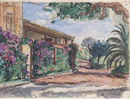 Henri Lebasque, Champigné 1865 - Le Cannet 1937, Le jardin au Cannet, Olio su...