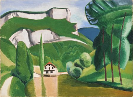 Auguste Herbin, Cambrai 1882 - Parigi 1960, Les gorges de la Loue, 1923, Olio...