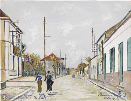 Maurice Utrillo, Parigi 1883 - Dax 1955, Le village d'Arvert...
