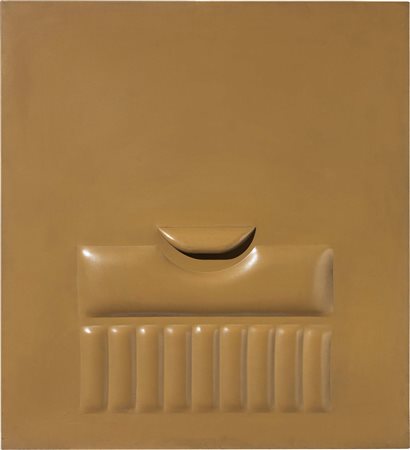 Agostino Bonalumi, Vimercate (Mi) 1935 - Milano 2013, Ocra, 1965, Tela...