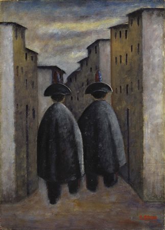 Ottone Rosai, Firenze 1895 - Ivrea (To) 1957, Carabinieri, 1927, Olio su...