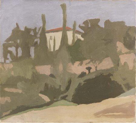 Giorgio Morandi, Bologna 1890 - 1964, Paesaggio, 1942, Olio su tela, cm....