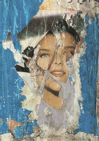 MIMMO ROTELLA (1918 - 2006) Aspettando le vacanze, 1992 Décollage su tela 35...