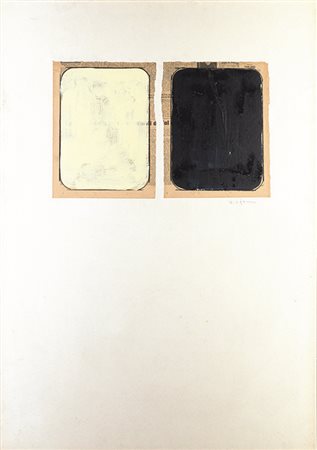MARIO SCHIFANO (1934 - 1998) Senza titolo, 1970-73 Smalto e collage su carta...