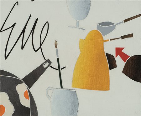 EMILIO TADINI (Milano 1927 - Milano 2002) Natura morta con la parola fine,...