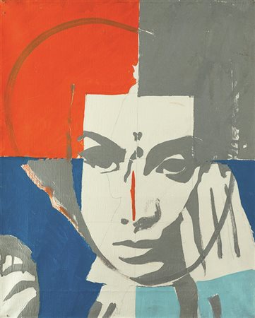 GIOSETTA FIORONI (1932) Volto di guerra, 1967 Tecnica mista su tela 50 x 40...