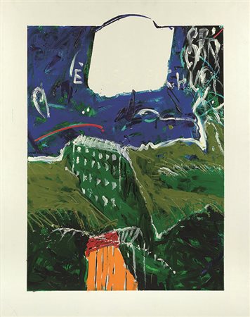 MARIO SCHIFANO (1934 - 1998) É casa vecchia, 1988 Smalti su tela 160 x 130 cm...