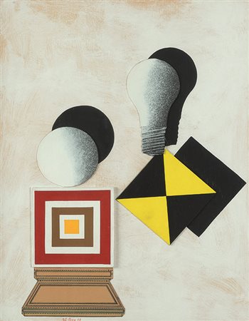 LUCIO DEL PEZZO (1933) La lampadina, 1968 Collage e tecnica mista su tavola...