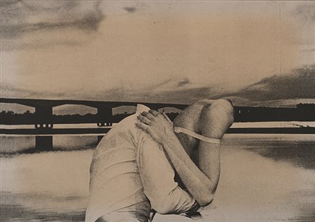 ELIO MARIANI (1943) Una sera al fiume, 1969 Emulsione su tela 50 x 70 cm...
